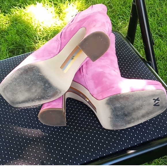 Sam Edelman Pink Suede Jaye Ankle Boots Size 8.5 - Picture 5 of 5